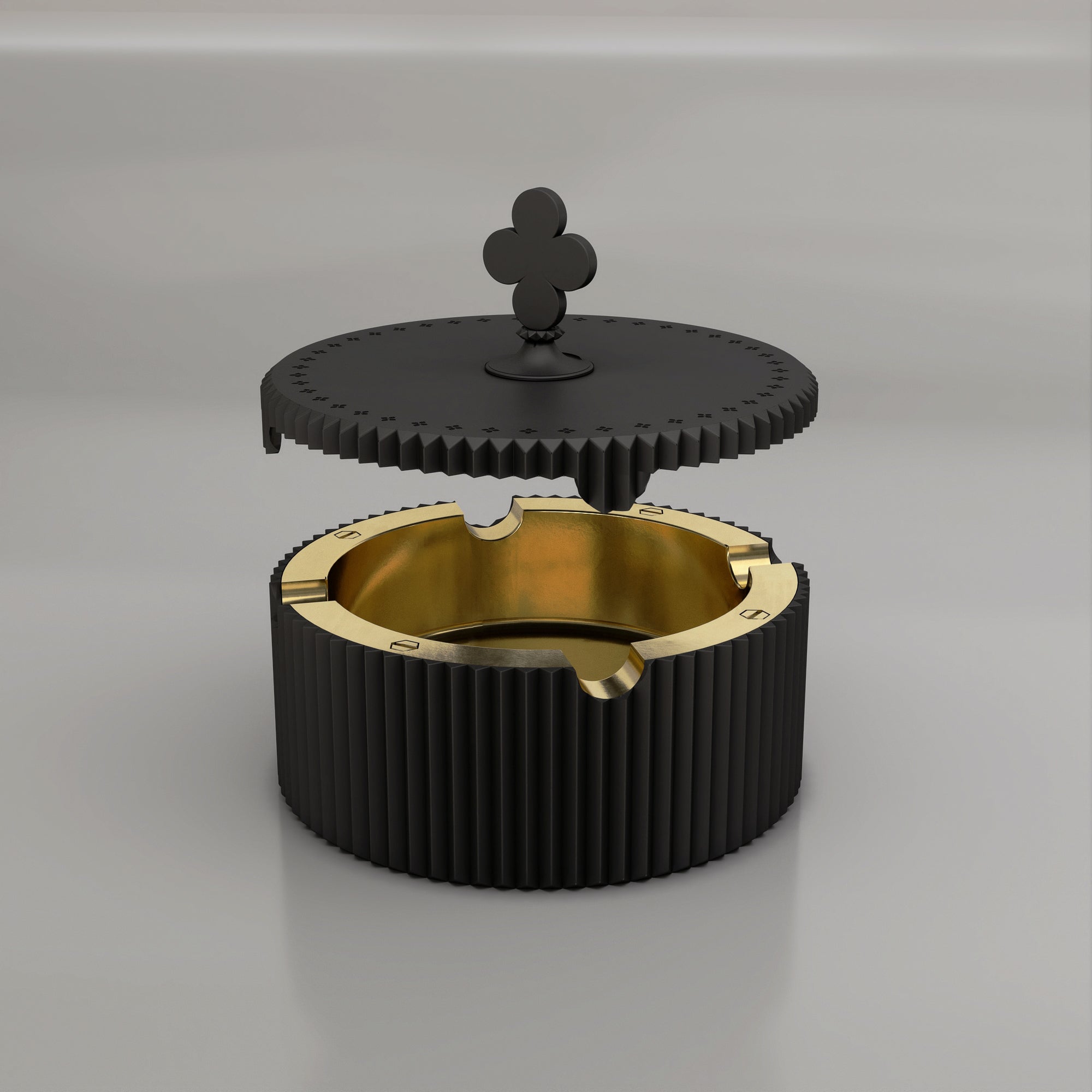 SOVEREIGN CREST Ashtray by Lancaut - A Golden Emblem of Elegance