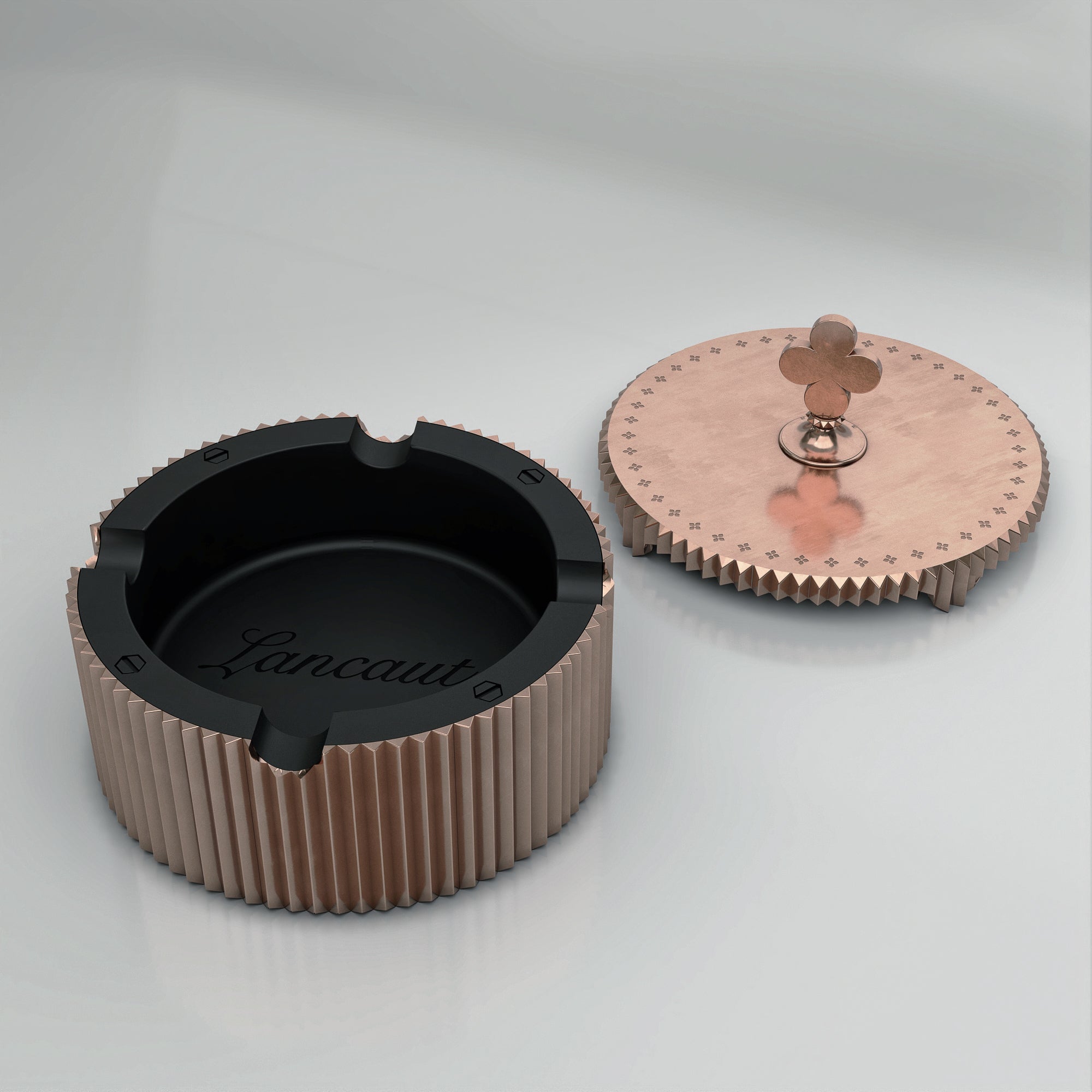 SOVEREIGN CREST Ashtray by Lancaut - A Golden Emblem of Elegance