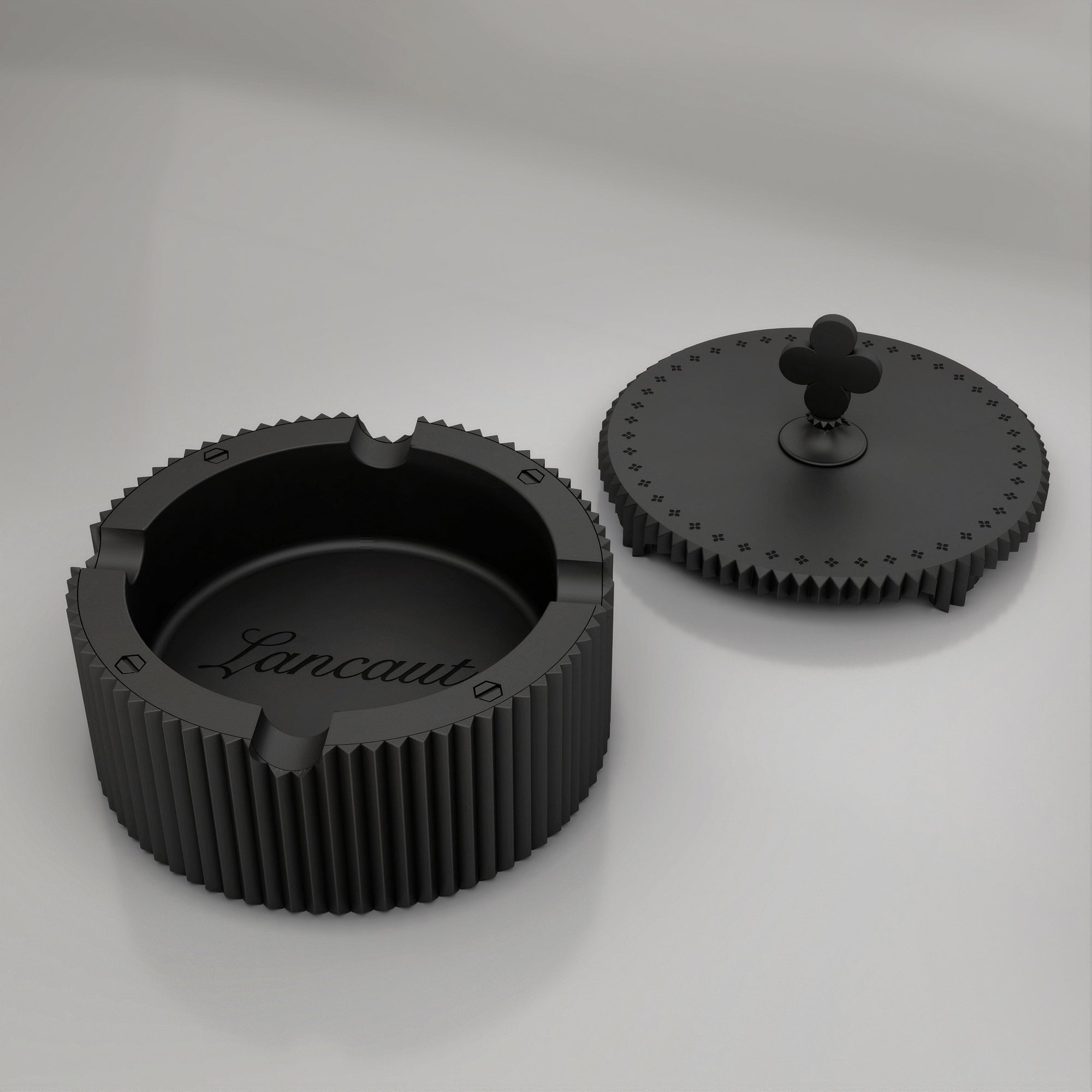 SOVEREIGN CREST Ashtray by Lancaut - A Golden Emblem of Elegance