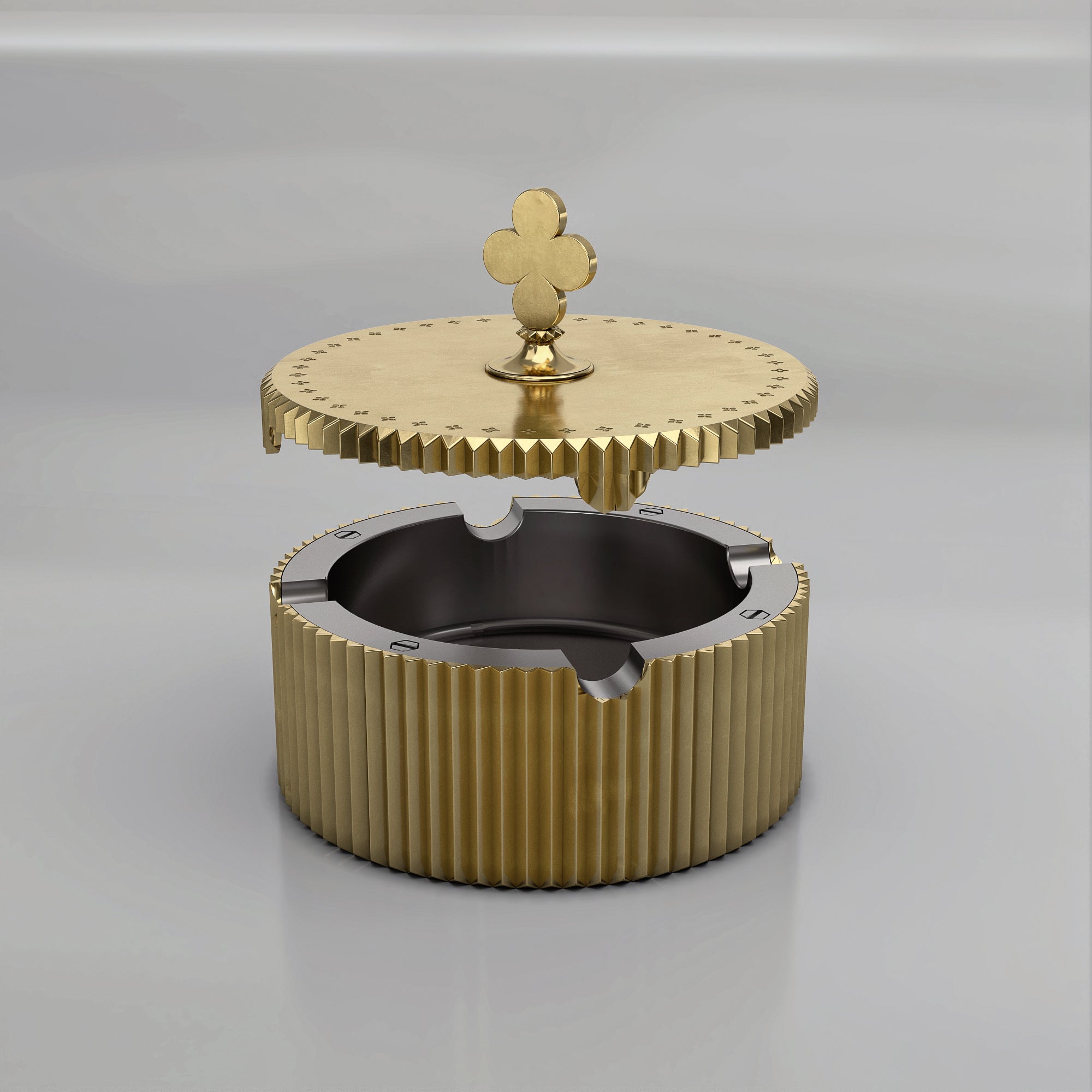 SOVEREIGN CREST Ashtray by Lancaut - A Golden Emblem of Elegance