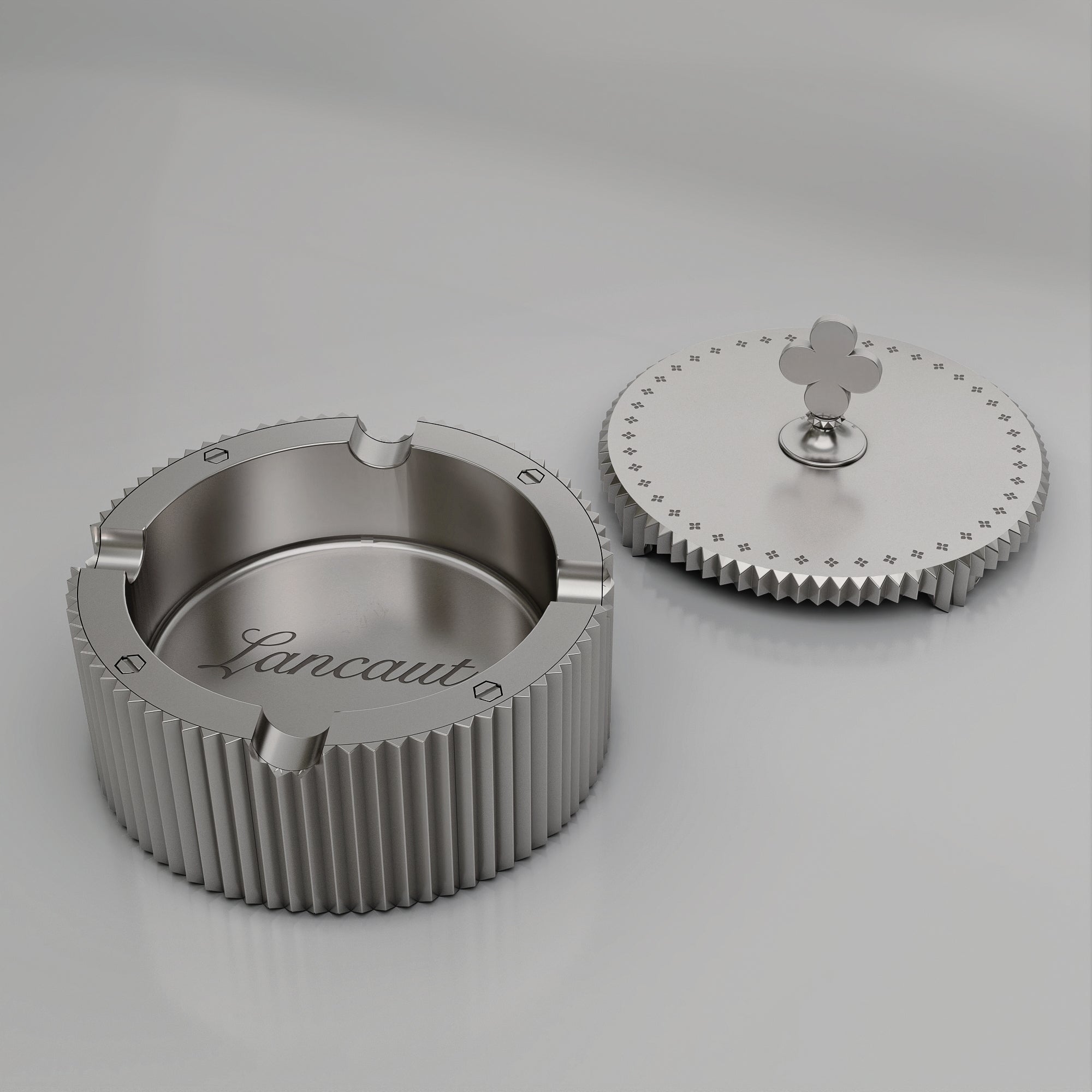 SOVEREIGN CREST Ashtray by Lancaut - A Golden Emblem of Elegance